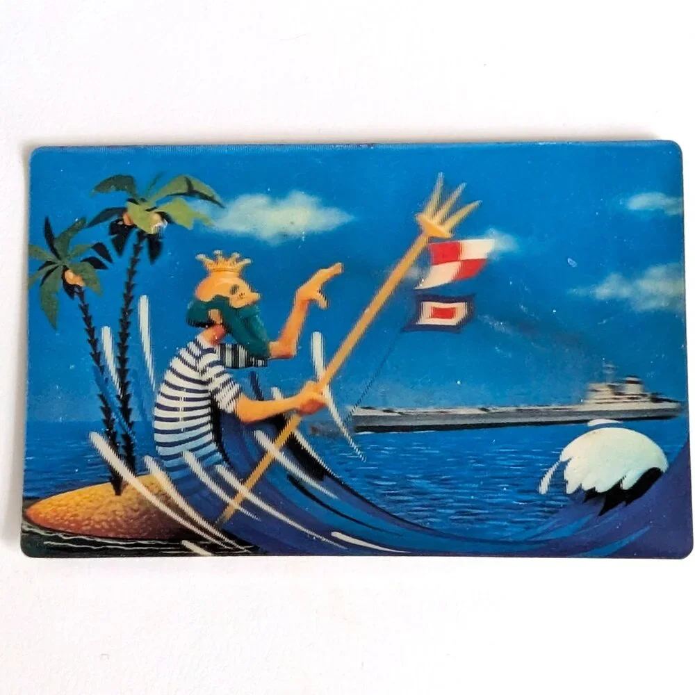 Russian Soviet USSR 3D Stereo Lenticular Pocket Calendar Morflot Sea Scene 1974